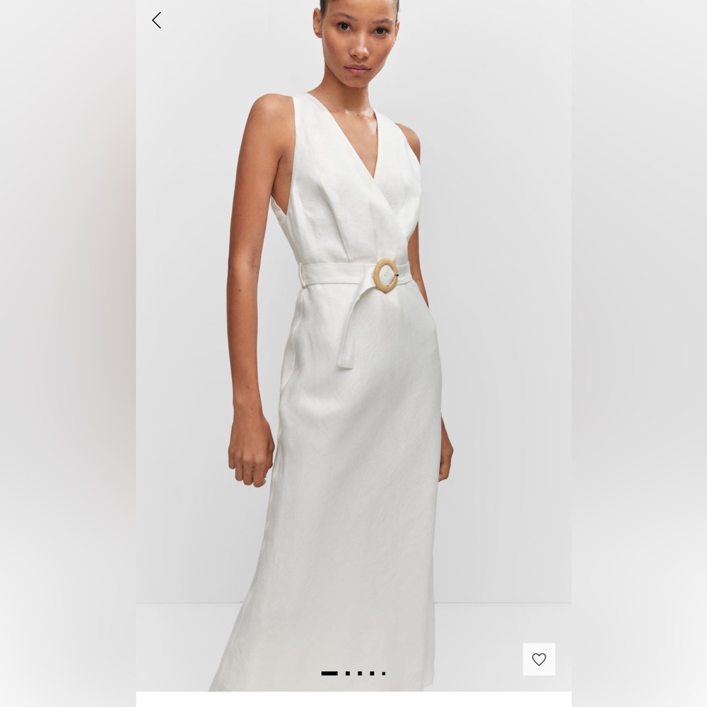 Mango linen belted dress
